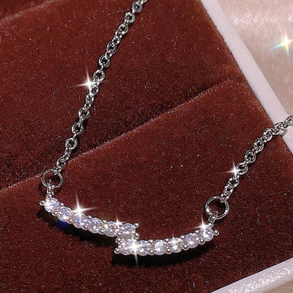 🎁 Luxury Micro Pave CZ Crystal White Clavicle Necklace, GPMB1520 - Picture 1 of 3